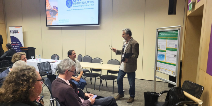 Sesión temática de pósteres del ENQA Members' Forum 2026 en Budapest, con la participación de AVAP presentando el proyecto europeo GREENVERSITY.